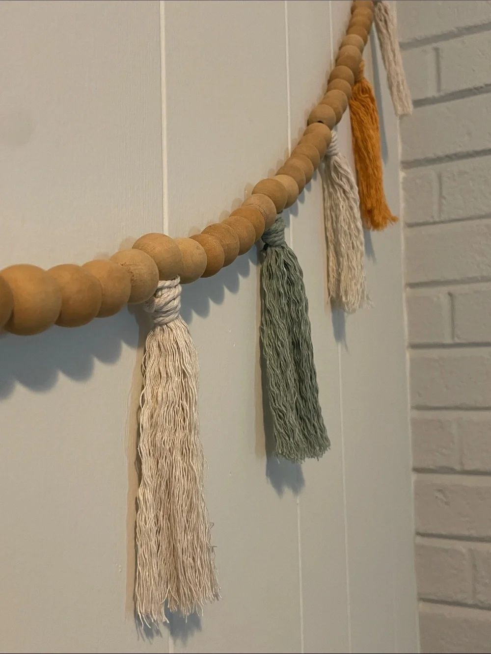 Handmade Boho Wood Bead Tassel Garland